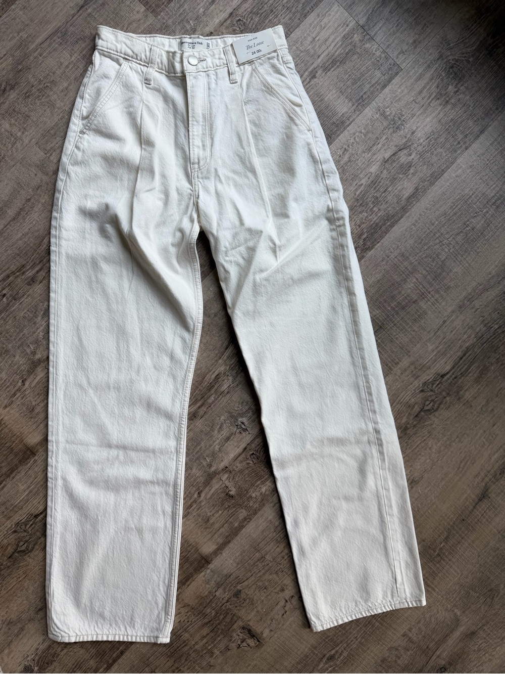 Abercrombie & Fitch Off-White High-Rise Loose Jeans 24/00 Long